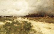 unknow artist Coast Landscape, Dunes and Windmill oil painting reproduction